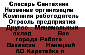Слесарь-Сантехник › Название организации ­ Компания-работодатель › Отрасль предприятия ­ Другое › Минимальный оклад ­ 25 000 - Все города Работа » Вакансии   . Ненецкий АО,Каратайка п.